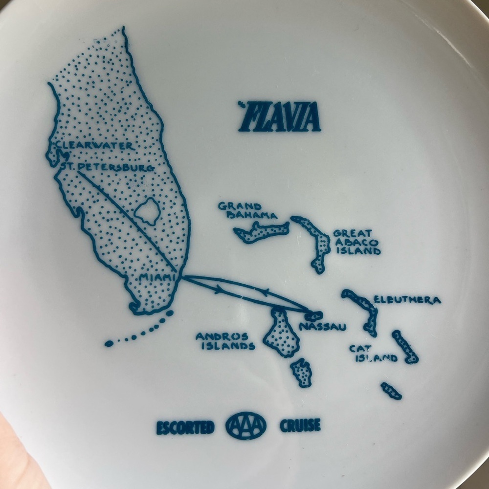 🌊 Vintage Florida to Bahamas AAA Cruise Souvenir Plate – 8” Map Design 🗺️ - Picture 3 of 6